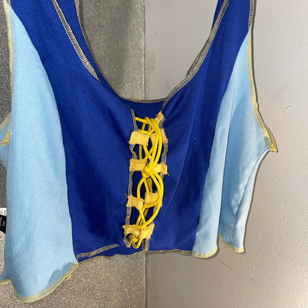 Two tone blue and yellow party shirt